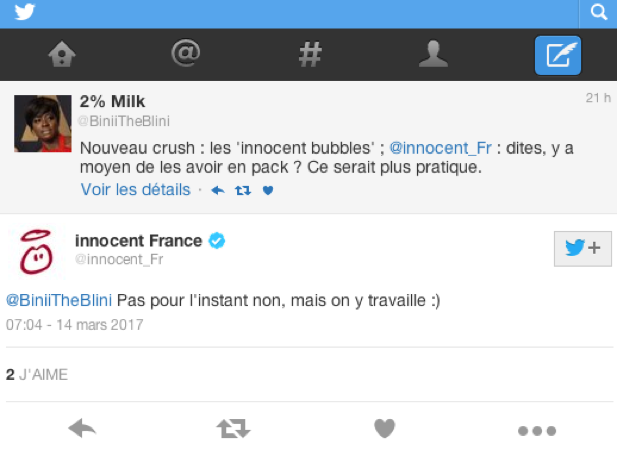 capture d’écran du compte Twitter d’Innocent 